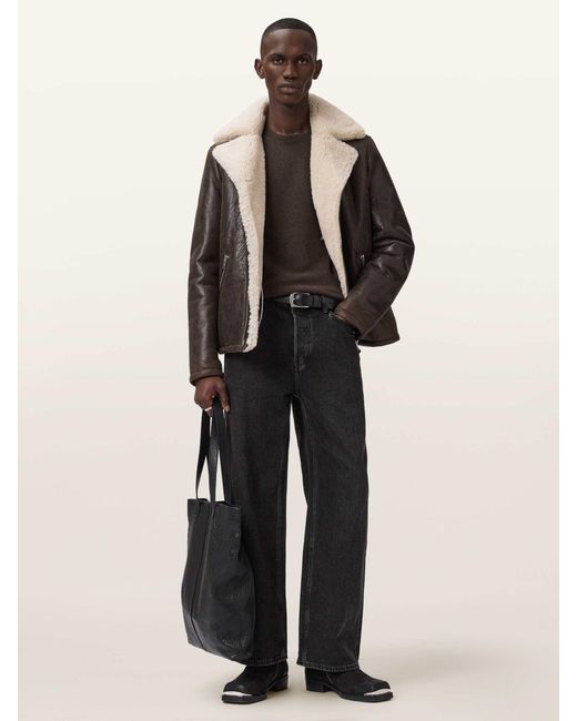 AllSaints Brown Allsaints Statten Crew Jumper for men