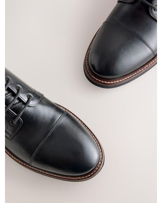 Next Black Toecap Leather Boots for men