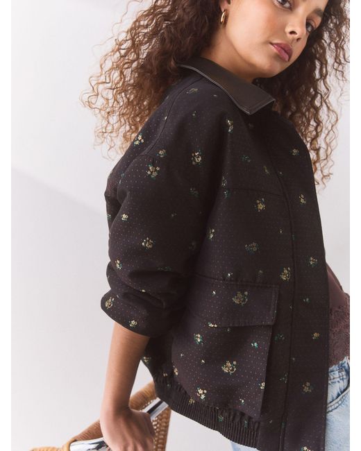 Next Brown Chocolate Ditsy Bomber Jacket