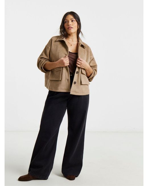 Simply Be Blue Suedette Pocket Jacket