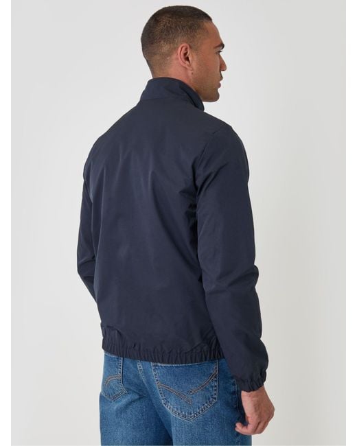Threadbare Blue Showerproof Zip Up Harrington Jacket for men