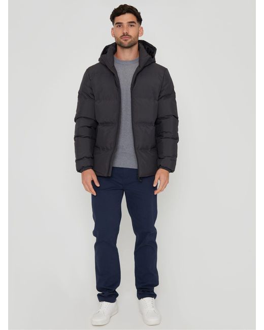 Threadbare Blue Showerproof Hooded Puffer Coat for men