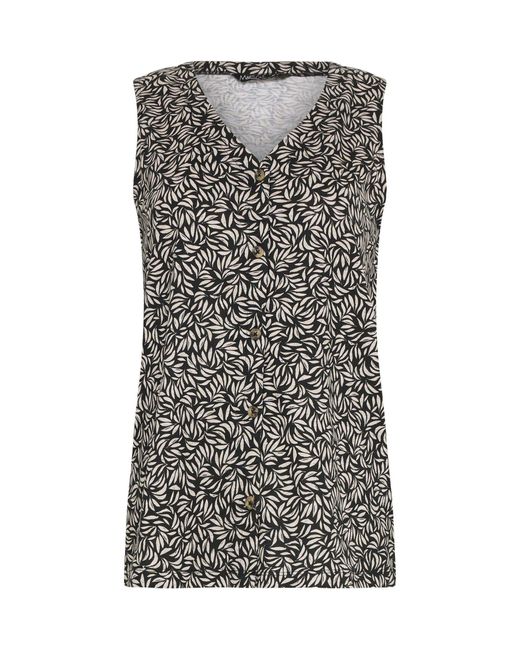 M Com Gray Button Detail Vest Top
