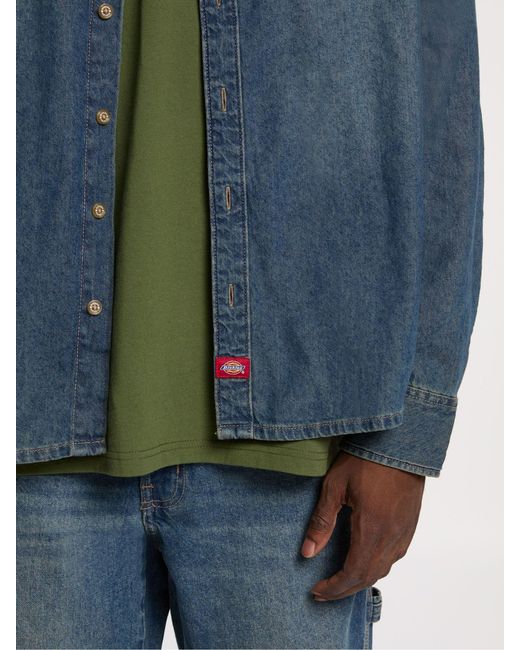 Dickies Blue Button Through Denim Shirt for men
