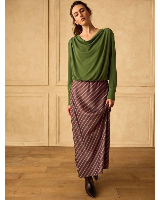 Next Green Long Sleeved Drape Bubblehem Top