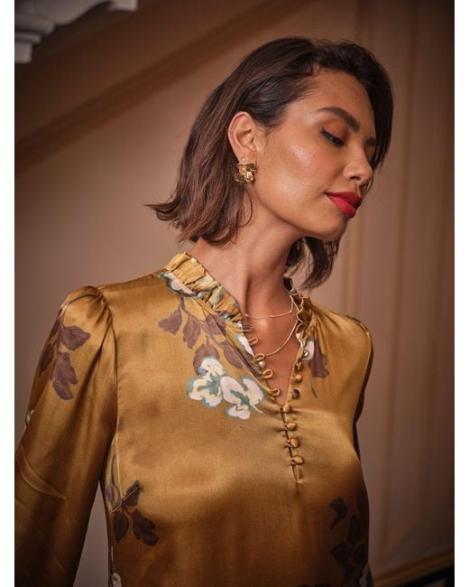 FatFace Metallic Fatface Silas Printed Mini Dress