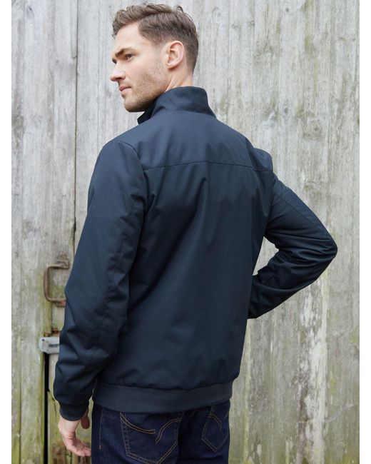 Threadbare Blue Patch Pocket Funnel Neck Harrington Style Jacket for men