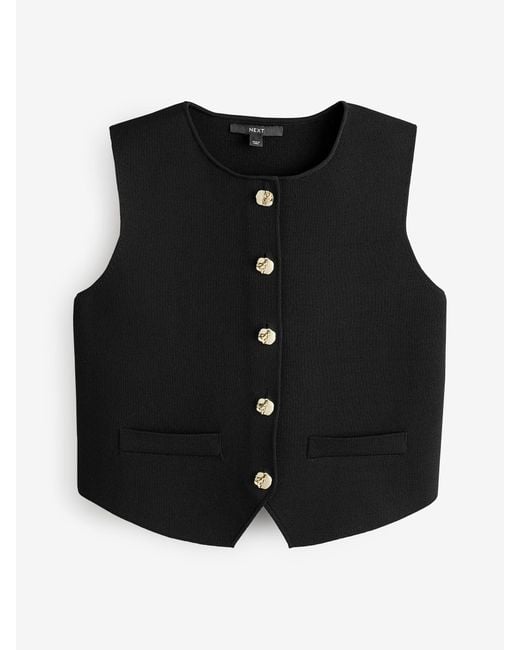 Next Black Smart Button Front Waistcoat