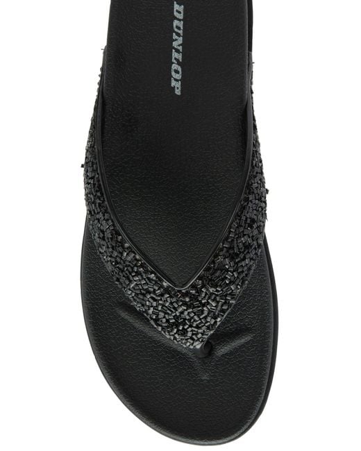 Dunlop Black Toe-Post Sandals