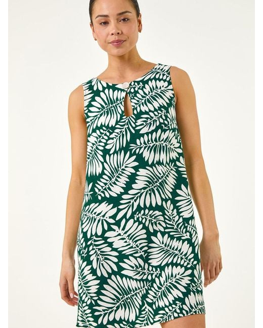 Roman Green Button Shift Dress