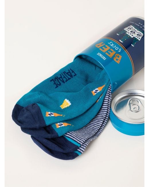 FatFace Blue Fatface Multi 2 Pack Beer Socks for men