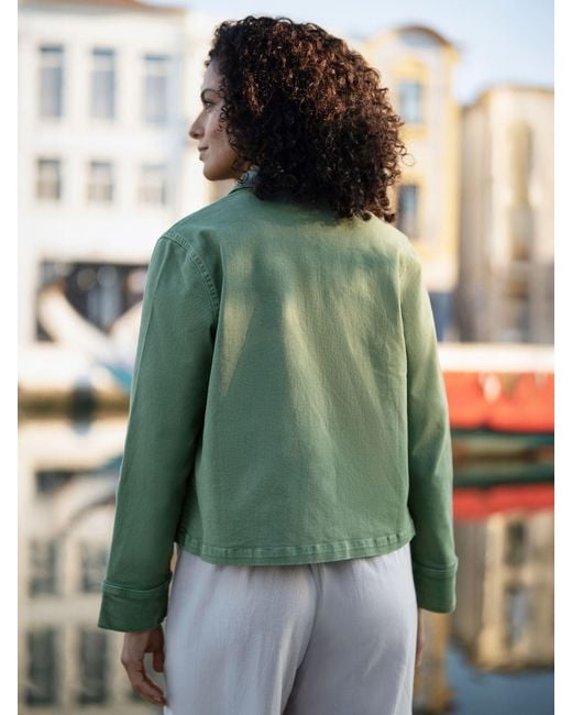 Yumi' Green Canvas Jacket With Patch Pockets