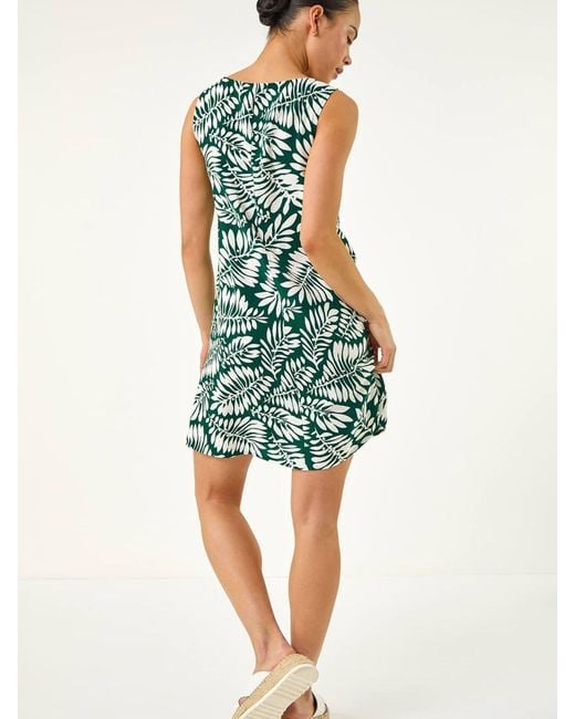 Roman Green Button Shift Dress