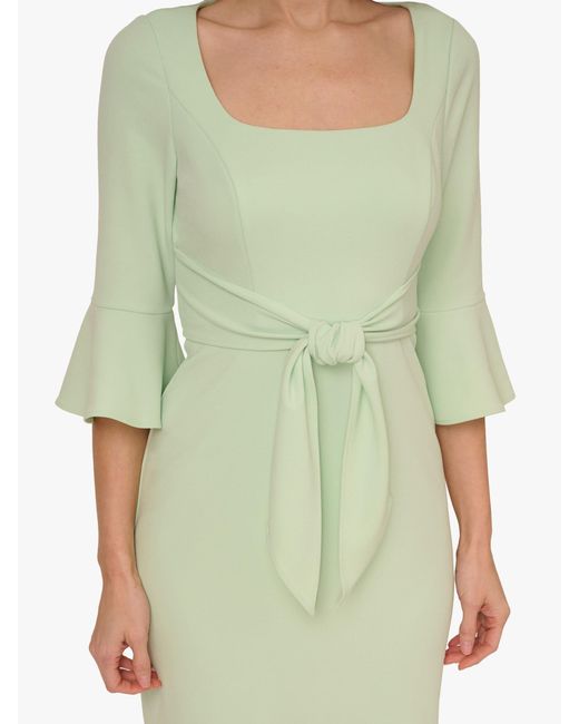 Adrianna Papell Green Bell Sleeve Tie Front Dress