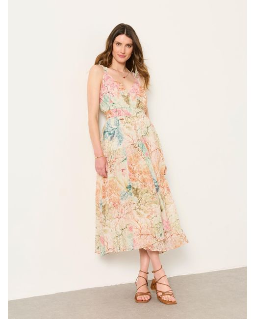 FatFace Natural Fatface V & A Fatface Maggie Regular Midi Dress
