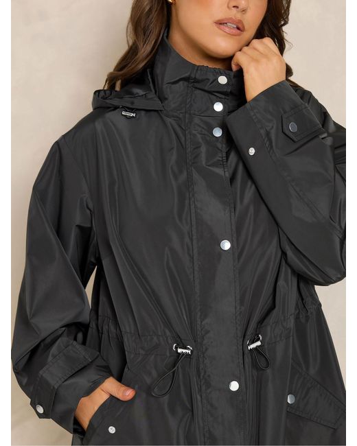 Evans Black Longline Raincoat