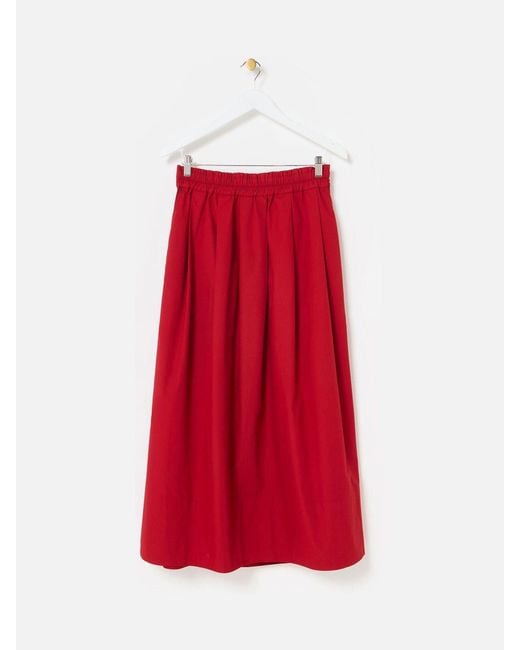 Oliver Bonas Red Elasticated Waist Midi Skirt