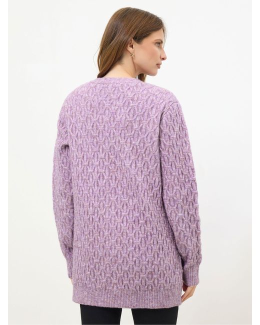 M Com Purple Chunky Cable Cardigan