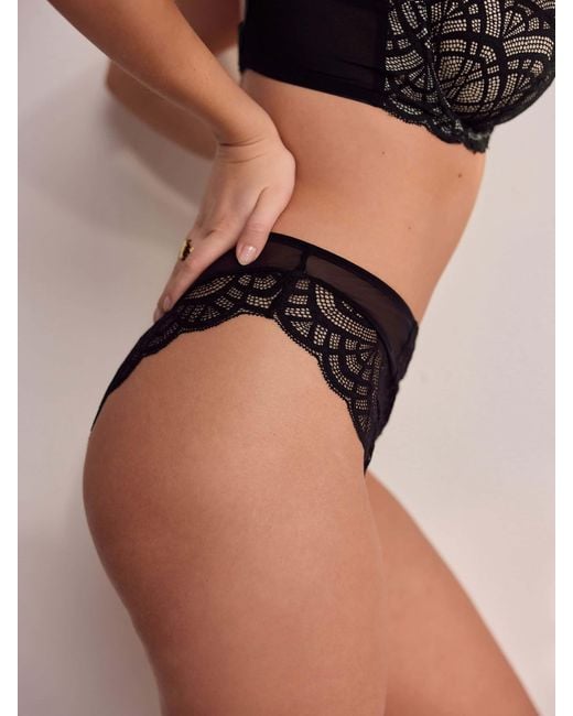 Next Black High Rise High Leg Lace Knickers 2 Pack