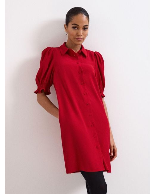 Phase Eight Red Candice Scallop 100% Cotton Dress