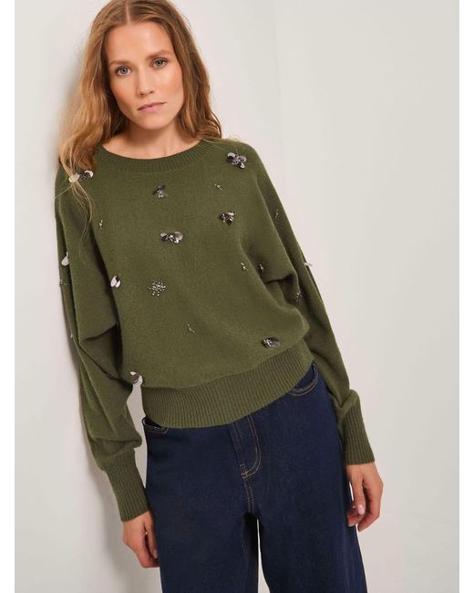 Monsoon Green Sable Sequin Embellished Jumper