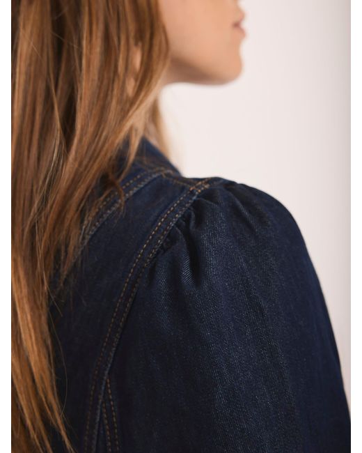 Mint Velvet Blue Denim Pussy Bow Mini Dress