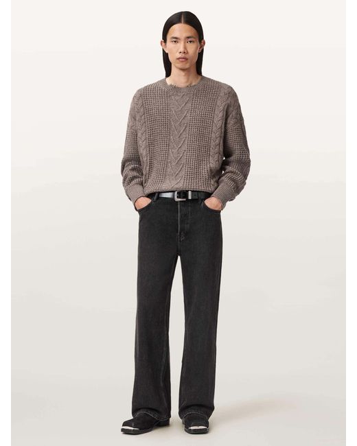 AllSaints Gray Allsaints Tenter Crew Neck Jumper for men