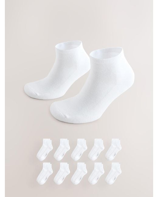 Next White Cushioned Mid Trainer Socks 10 Pack for men