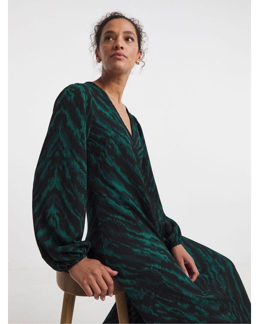 JD Williams Green Textured Jersey Long Sleeve V-Neck Maxi Dress
