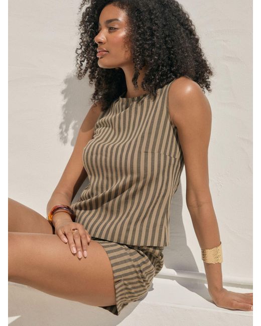 Threadbare Brown Stripe Shell Top