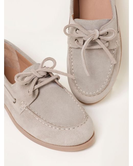 FatFace Natural Fatface Suede Boat Shoe Flat