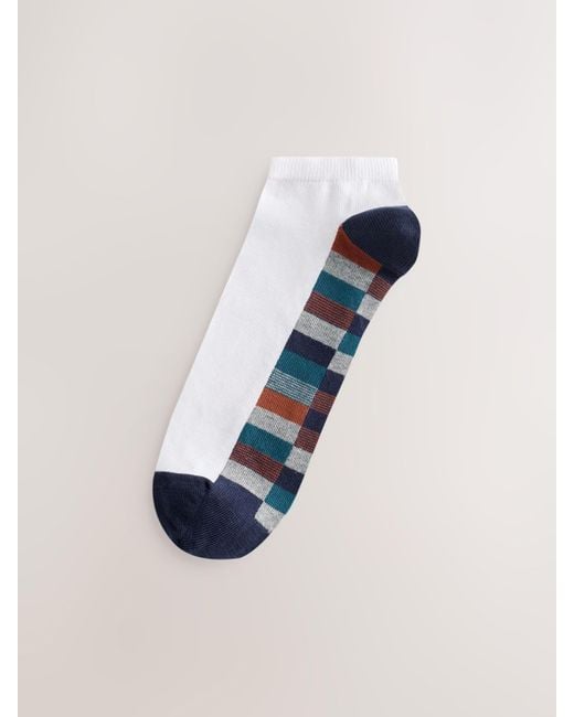 Next Blue Pattern Trainers Socks 5 Pack for men