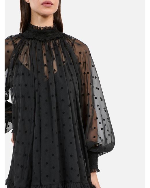 The Kooples Black Sheer High Neck Mini Dress