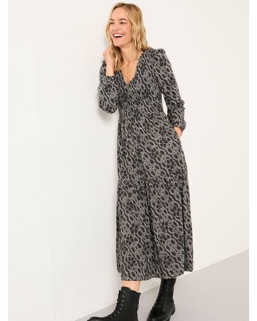 FatFace Gray Fatface Danielle Regular Midi Jersey Dress