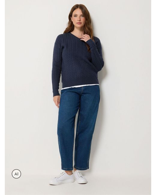 M Com Blue V-Neck Mini Cable Jumper