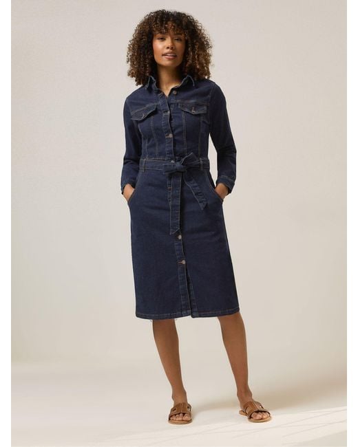 M Com Blue Denim Shirt Dress