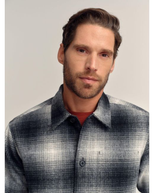 Next Blue Ombre Check Shacket for men