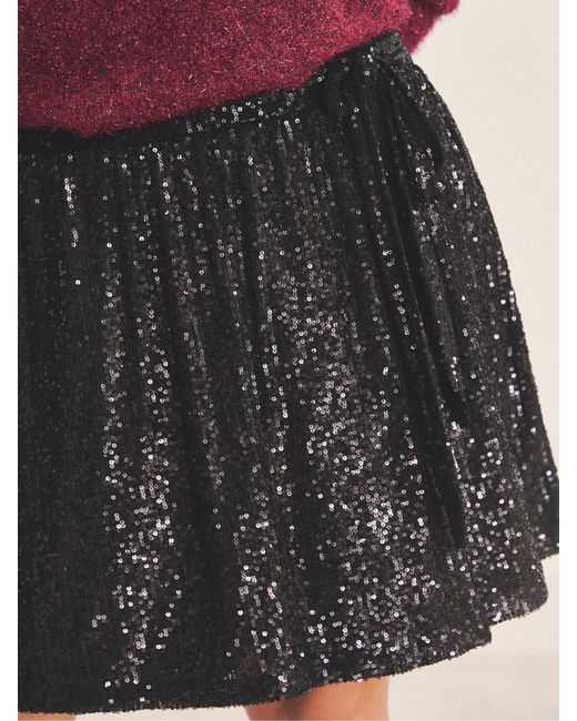 Simply Be Black Sequin Wrap Skort
