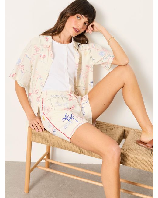FatFace Natural Fatface Cassie 100% Linen Shorts