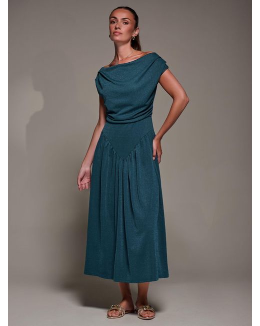 Jolie Moi Women's Blue Asymmetric Neckline Midaxi Dress Jolie Moi Women's Blue Asymmetric Neckline Midaxi Dress