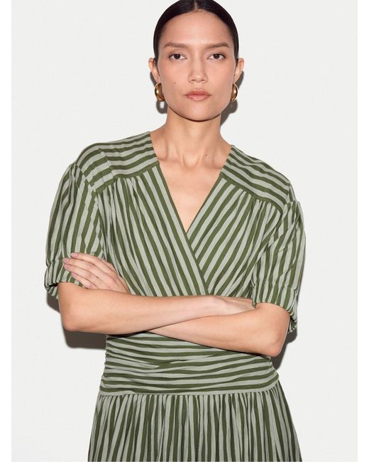 jigsaw green dress Jigsaw Women's Green Ss Slub Stripe Jersey Dress