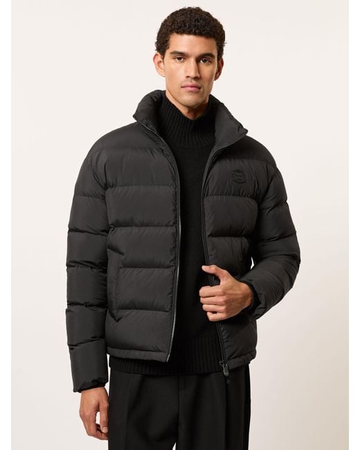Reiss Black Monogram Quilted Relaxed Puffer Jacket for men