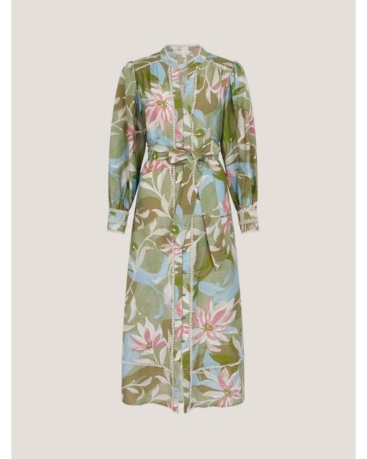 Monsoon White Piper Floral Print Midi Dress