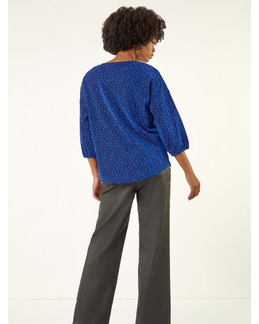 Roman Blue Textured Stretch T-Shirt