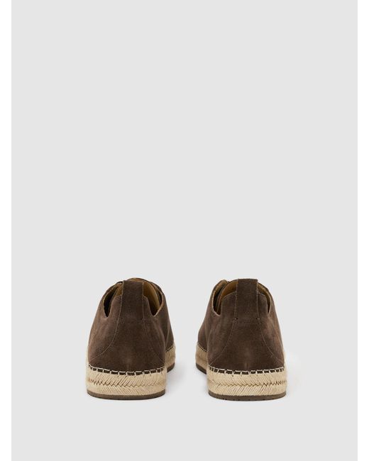Reiss Brown Cade Suede Espadrille Lace-Up Trainers for men