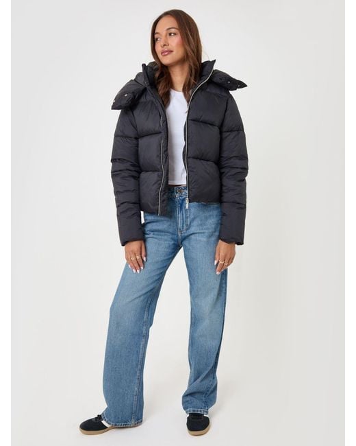 Threadbare Blue Showerproof Funnel Neck Puffer Coat