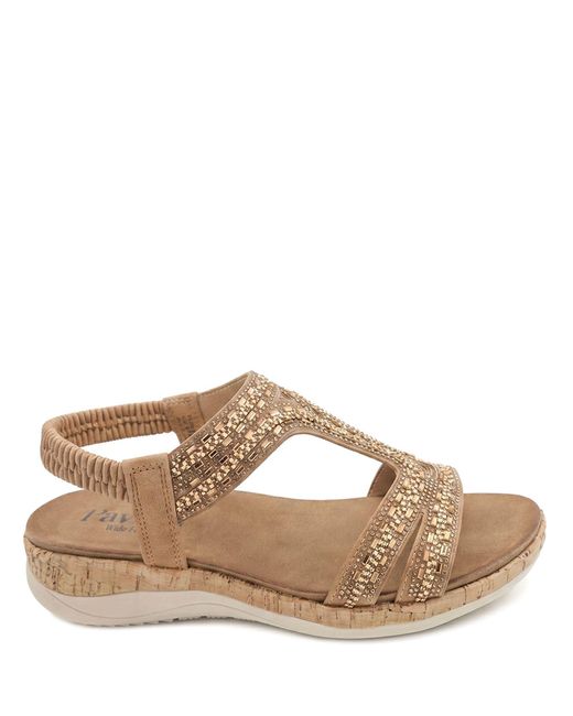 Pavers Brown Wide Fit Elasticated Sandals