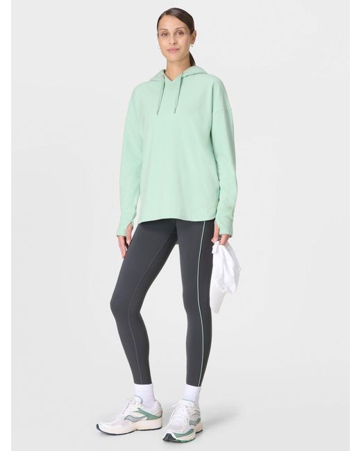 Sweaty Betty Green Escape Luxe Fleece Crew Neck Hoodie
