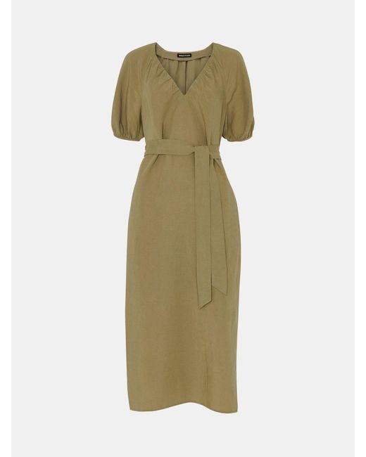Whistles Green Ariella Midi-Kleid Aus Leinenmischung46