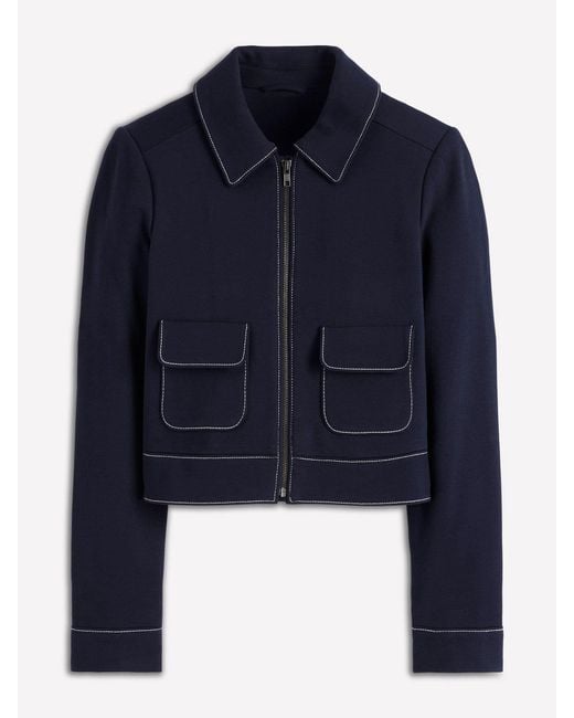 Boden Blue Zip Patch Pocket Jacket